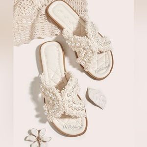 Pearl Beaded Slide Sandals
